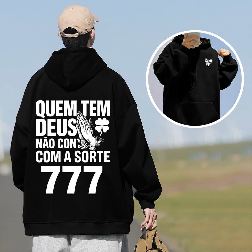 Moletom Religioso Flanelado Para Quem Acredita em Deus Não em 777 P ao GG