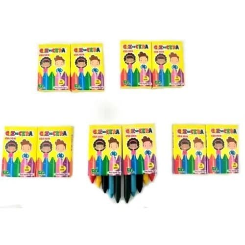 KIT  Giz De Cera - mini - 05 Cores -TAMANHO DO GIZ:5 CM  -TAMANHO DA CAIXA:6,5 X 4,6 cm