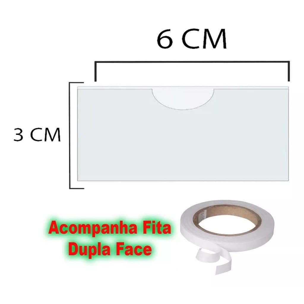 50x Porta Etiqueta de Preço com fita dupla face 6x3