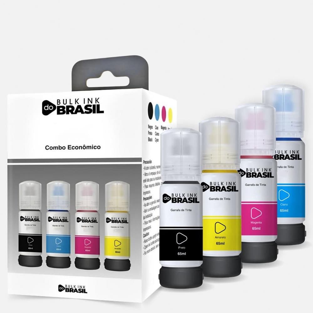 Pack 04 tintas Compatível para impressora Tank L3150, L3110, L5190, L3250, L3210, L5290, L5590 CMYK