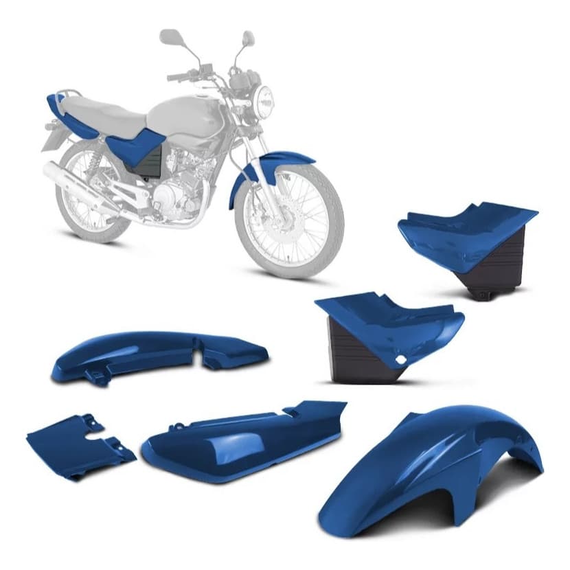 Kit Carenagem 3 Peças compatível com moto Yamaha Ybr 125 2004 2005 Azul ABS 100% Virgem Pro Tork