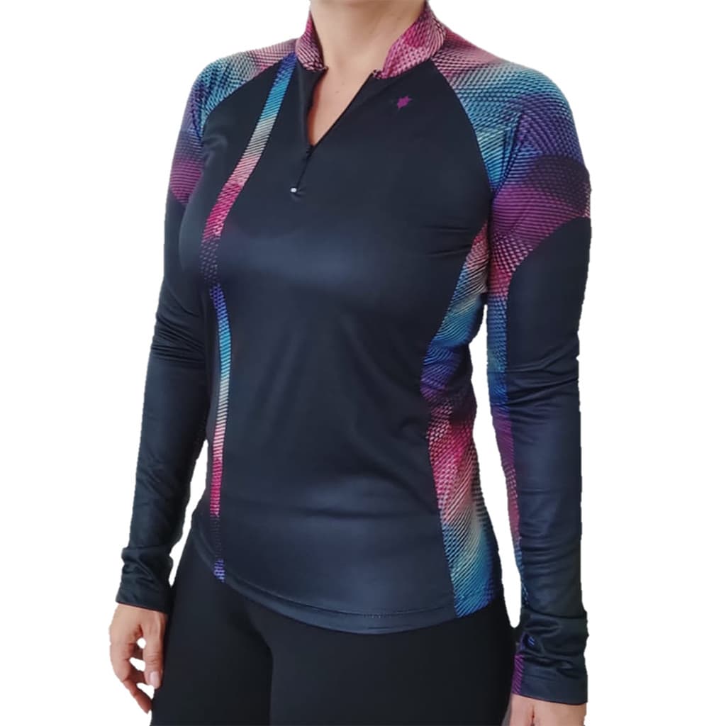 Camisa Feminina Segunda Pele Pesca Capitão Arraia Proteção Solar Preta