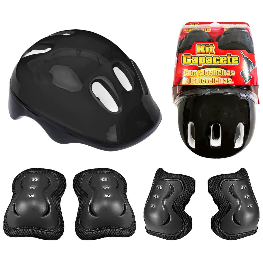 Capacete Joelheira E Cotoveleira Kit Proteção Skate Bike Patins Patinete Esportes - Fênix Brinquedos