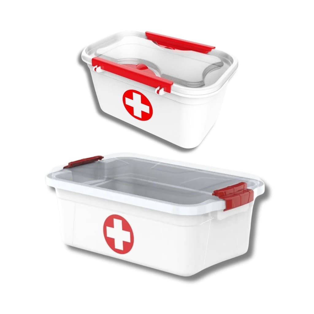 Kit 2 Caixa Organizadora Primeiros Socorros 1,6 e 3L Para Medicamento E Curativo