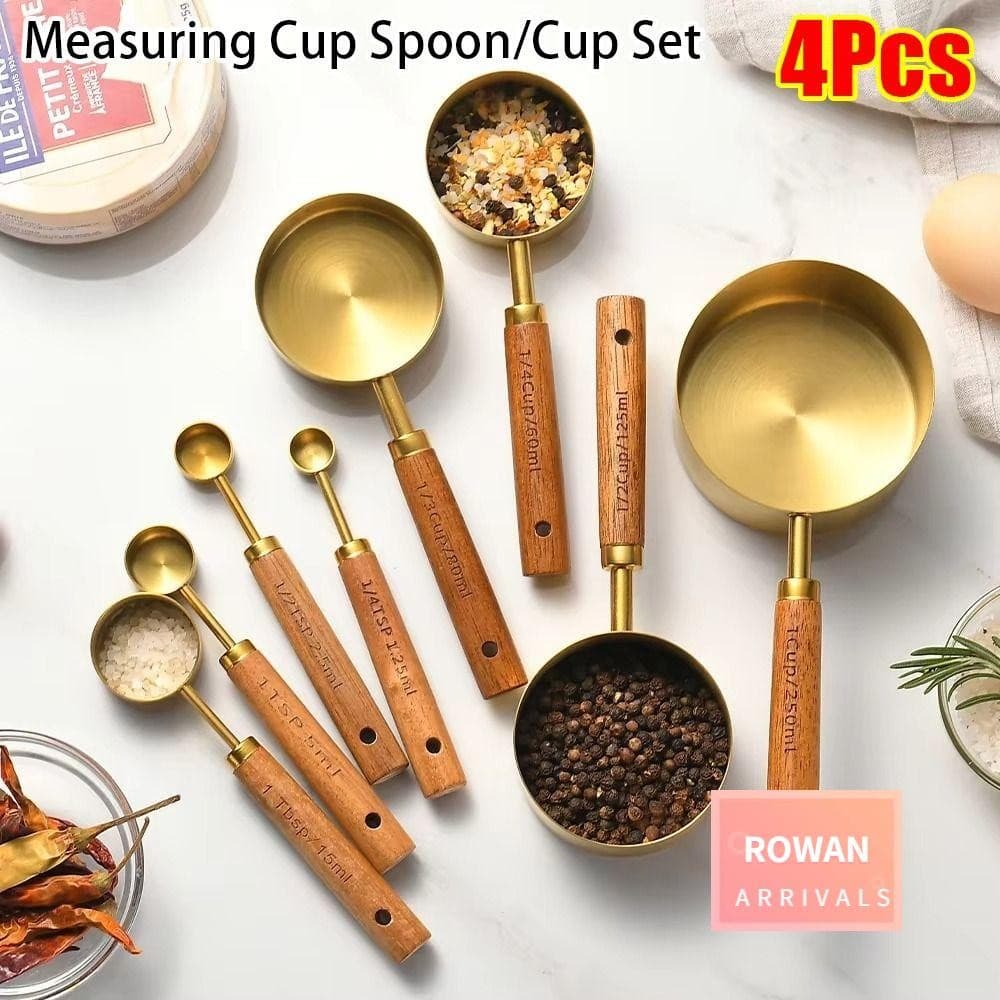 ROWANBA 4 Unidades De Colher Medidora De Copo , Café Preta Dourada E Prateada , Ferramenta De Cozimento De Aço Inoxidáve
