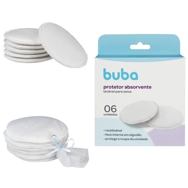 Kit 6 Absorventes Algodão Laváveis Seios Protetor Amamentação Lavável Reutilizável Buba