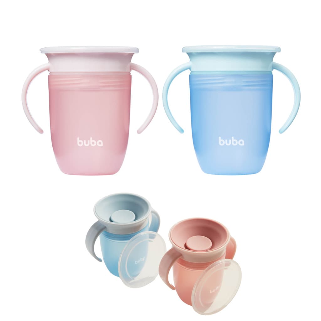 Copo Infantil Treinamento 360º Com Alça Antivazamento Buba