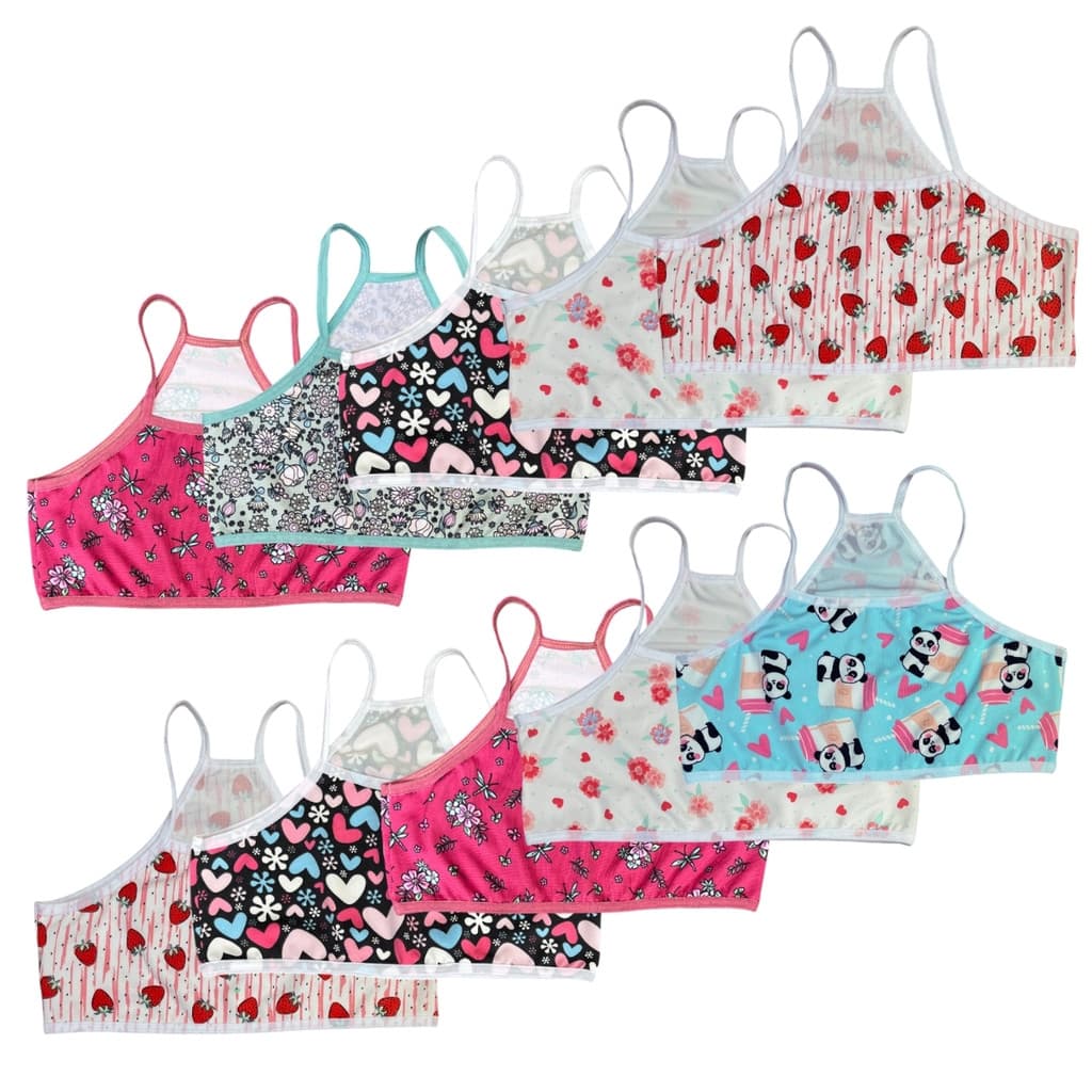 Kit 7 Top Sutiã Infantil Menina Moça Estampado Soutien Mocinha Escola Nadador