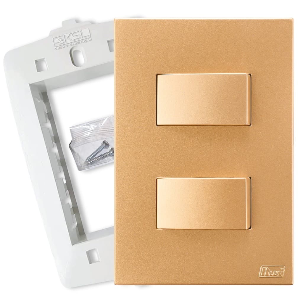 Interruptor de luz Duplo Simples Ouro Nobre Apagador de Luz