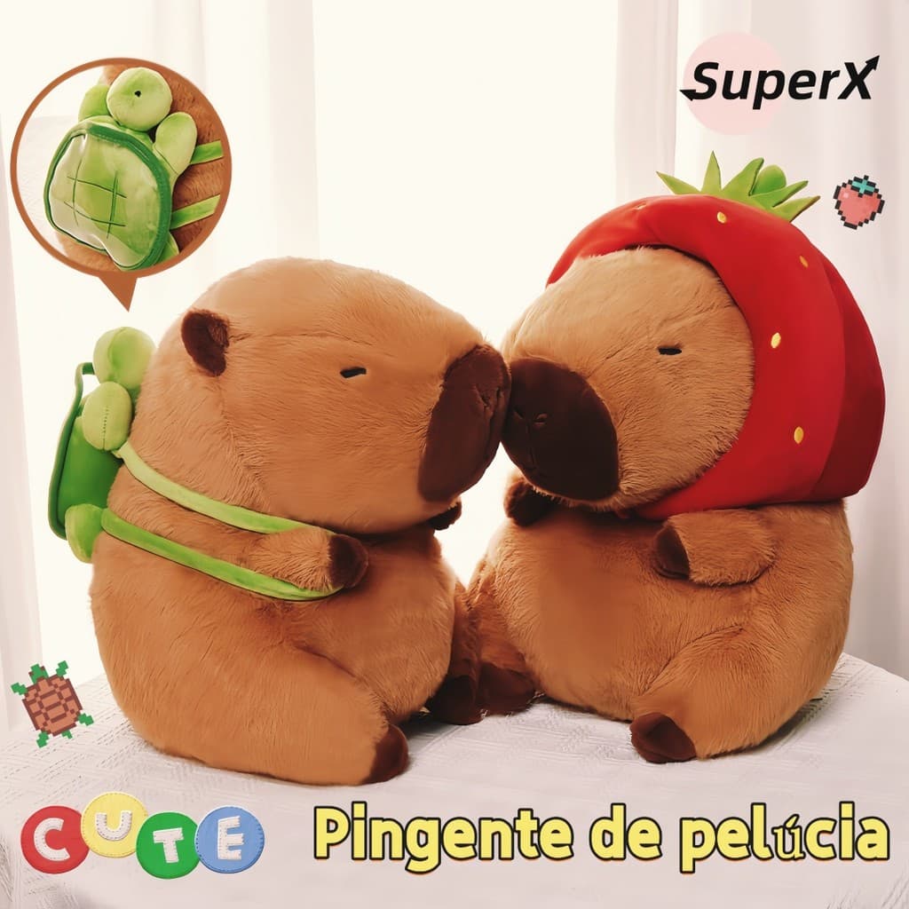 Capivara de pelúcia pingente água cobaia boneca boneca bolsa escolar charme chaveiro periferia