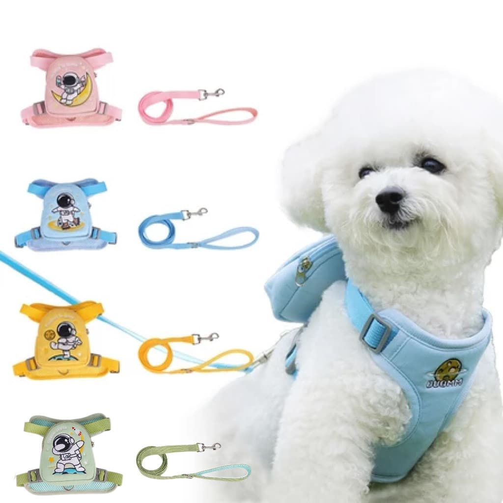 Peitoral Coleira Com Guia e Bolsa Removível Para Cachorro Pet Cães Pequenos E Médios Gato De Viagem