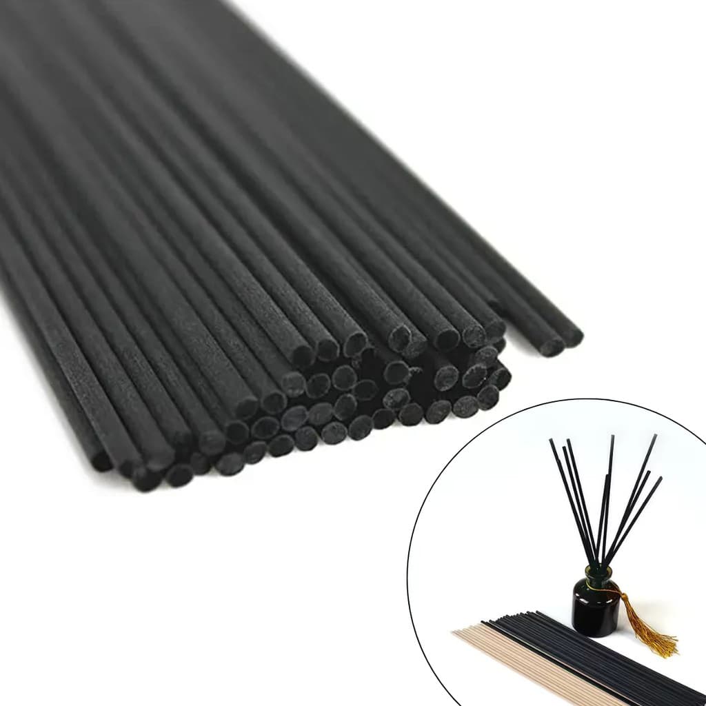 Kit 120 Varetas Difusoras Em Fibra de Algodão 3mm 30cm p/ Aromatizador Ambiente Aromaterapia Preta