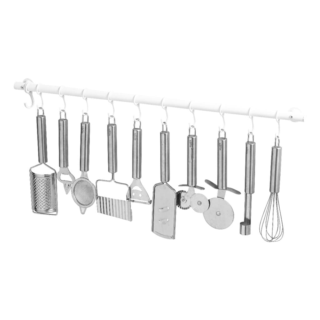Suporte De Cozinha Porta Talheres 60cm C/ 12 Ganchos Branco