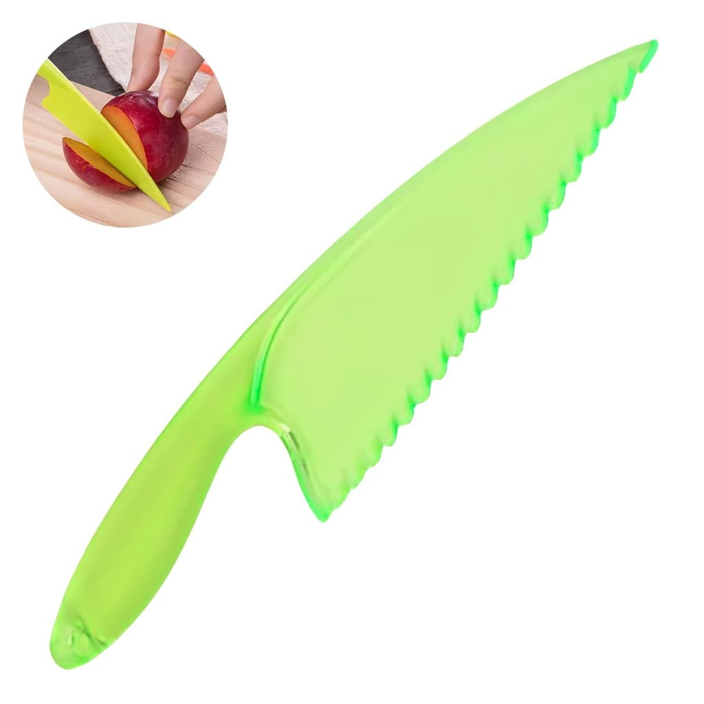 Faca Plástica Grande 29cm Cortar Bolos Frutas Sobremesas Para Crianças Cozinha Educativa Infantil