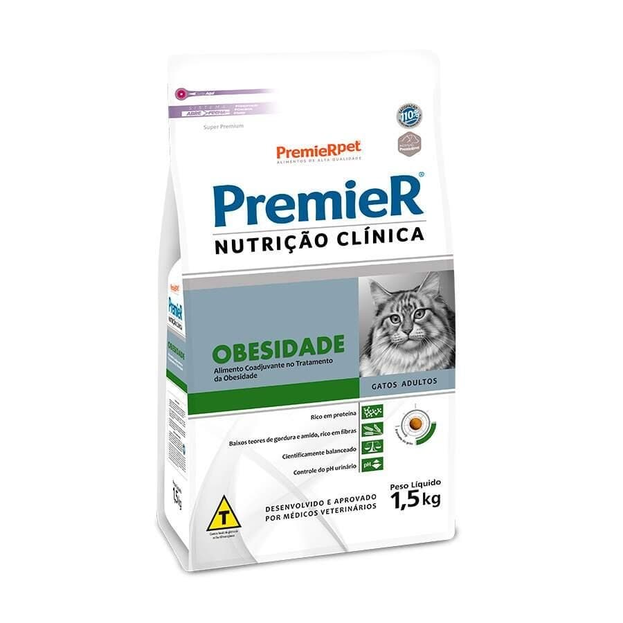 Ração Premier Nutrição Clínica Obesida Gatos Adultos 1,5kg