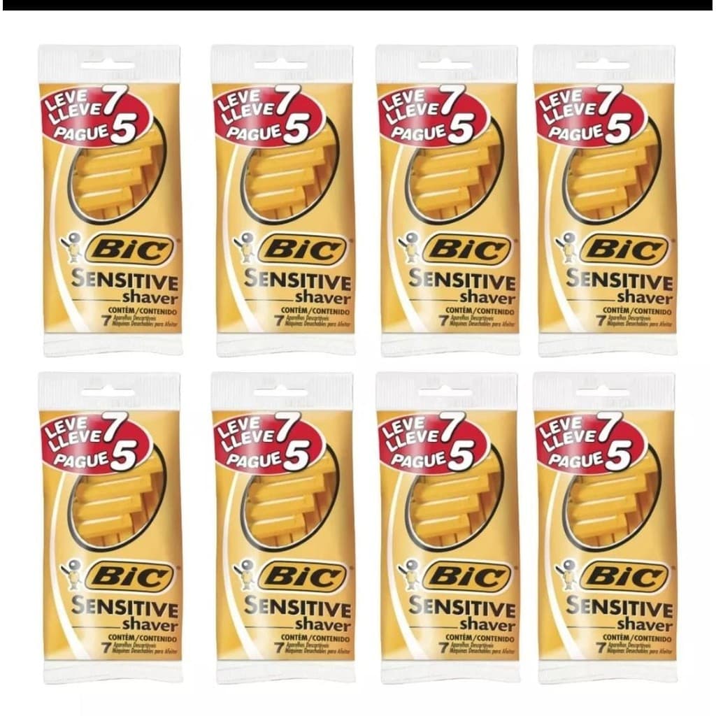 56 unid Aparelho de Barbear BIC Sensitive Shaver Leve 7 Pague 5 Unidades