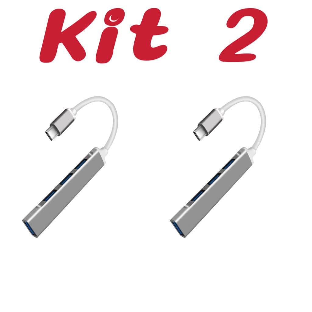 Kit 2 Hub Usb Type-c 4 Portas Usb 3.0 5 Gbps  ANJGG