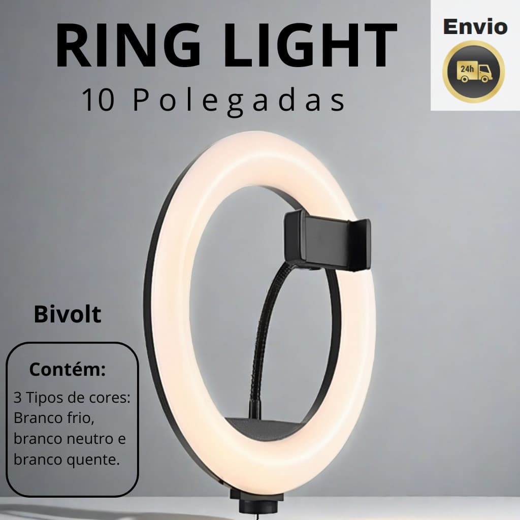 Ring Light 26cm 10 Polegadas sem tripé