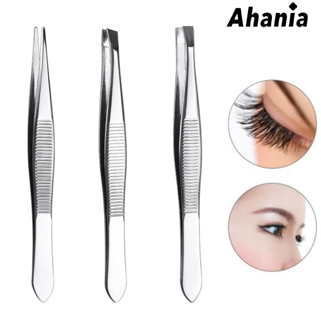 Kit de 3 Pinças Aço Inoxidável Design De Sobrancelhas, Ponta Reta, Chanfrada e Fina, Pinças Multifuncional