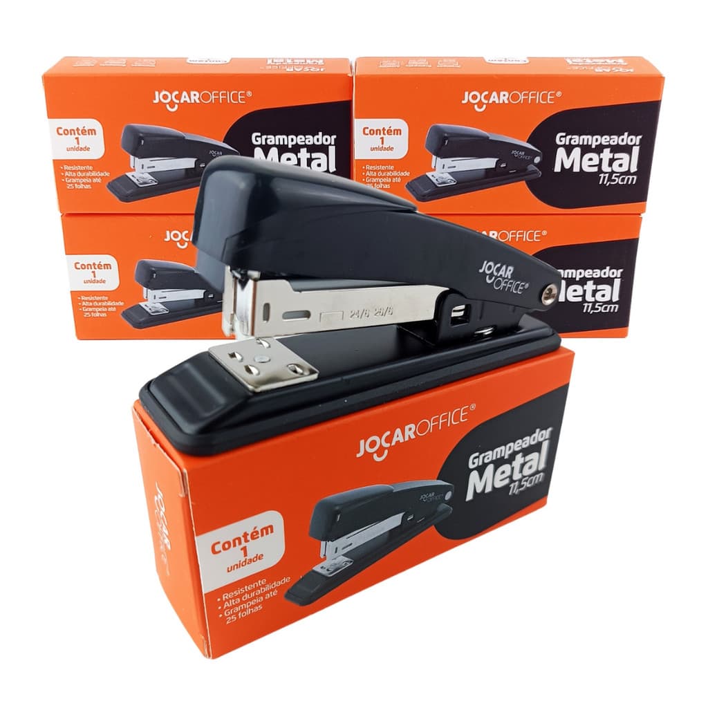 Kit 5 Grampeador Aço Profissional Resistente 25 Folhas Atacado Revenda Home Office Escola Escritório