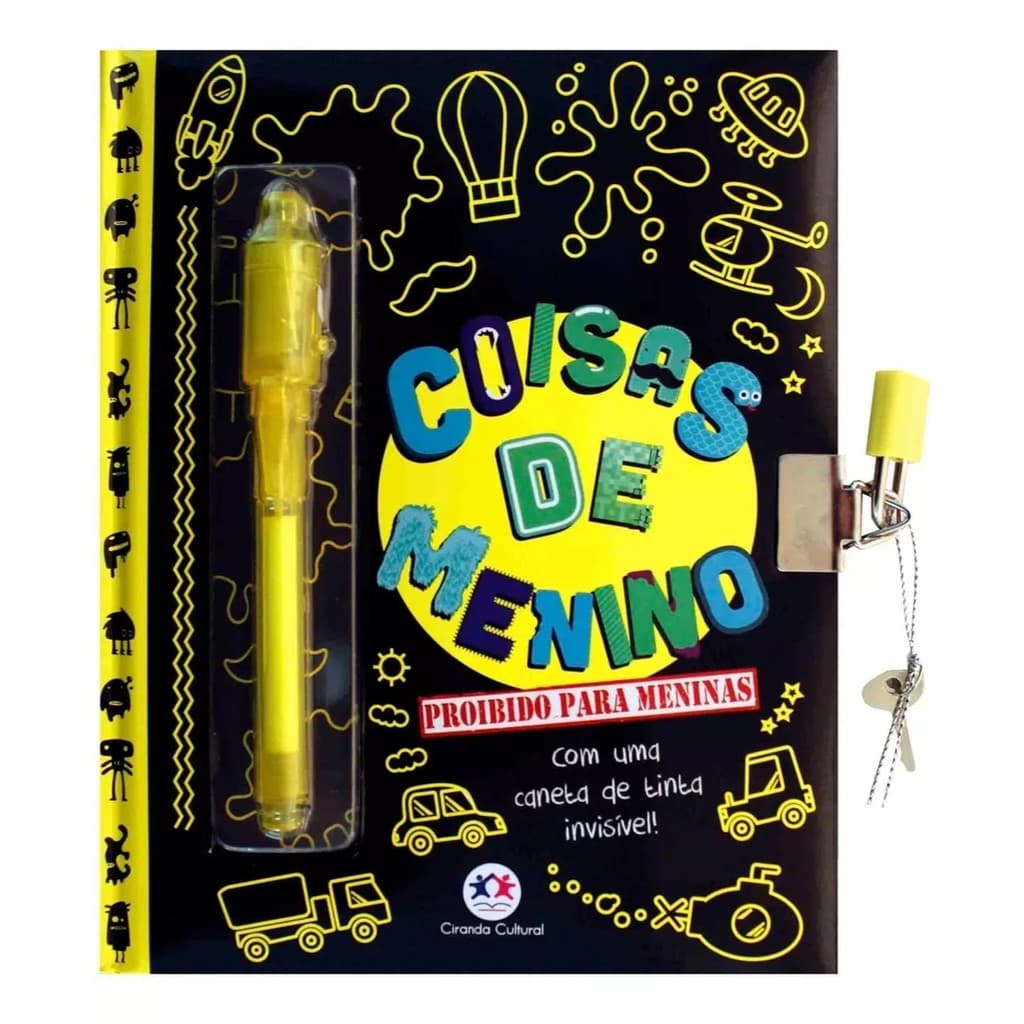 Diário Coisas de Menino com Caneta Magica E Cadeado - Livro Ciranda Cultural