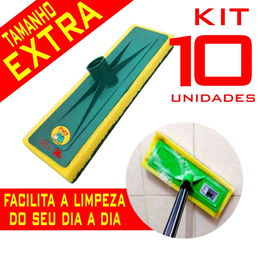 Kit 5 a 10 Lava piso azulejo chão vidro porcelanato passa cera esfregão limpeza pesada s/ cabo