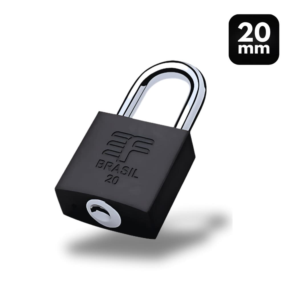 Cadeado Pequeno Reforçado 20mm Preto Fosco 2 Chaves 3F Zamac Segurança Bolsas Armários Mala Mochila Viagem