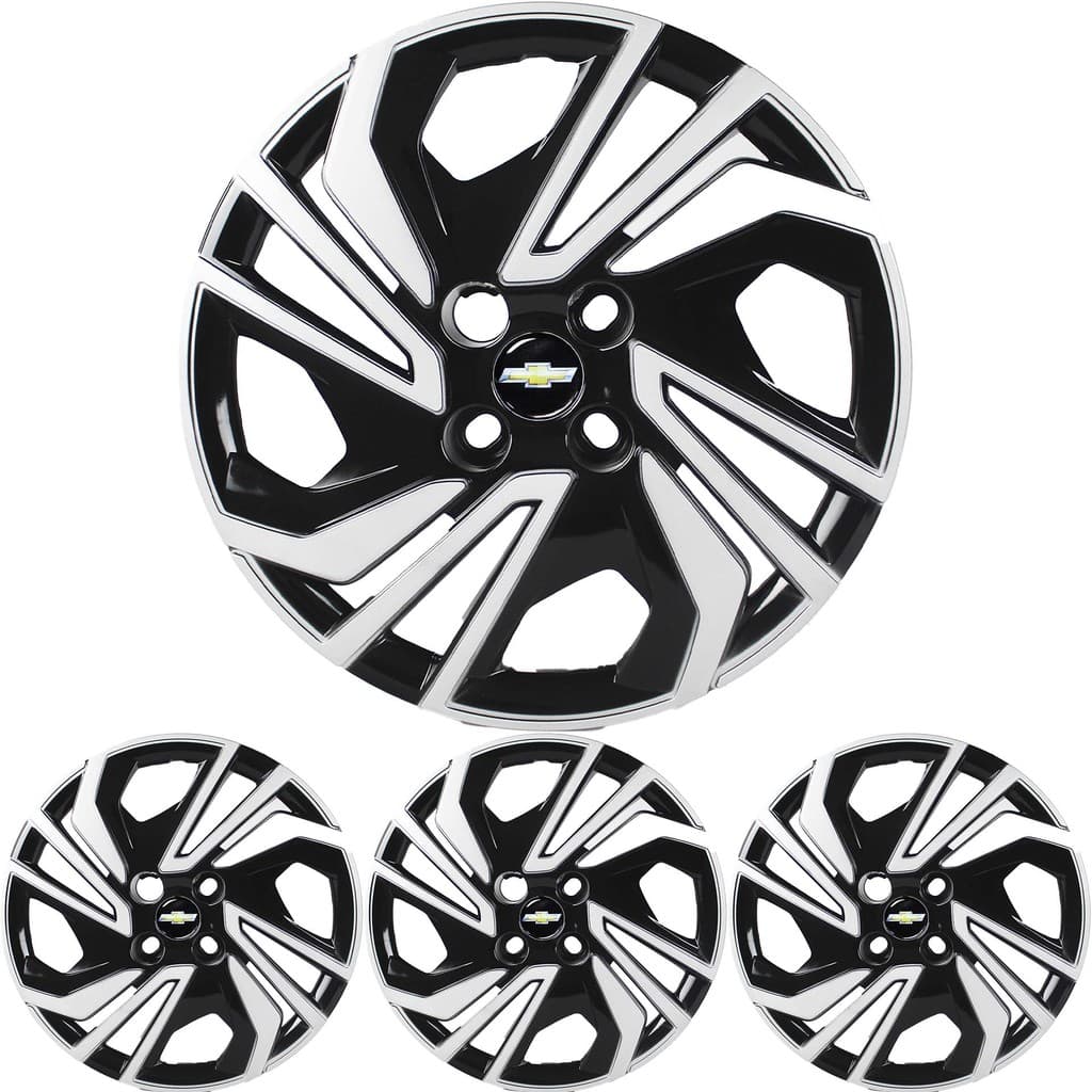 JG 4 Calota Onix 2020 a 2025 +TODOS Aro 14 Black Piano com Prata Metálico +Emblema