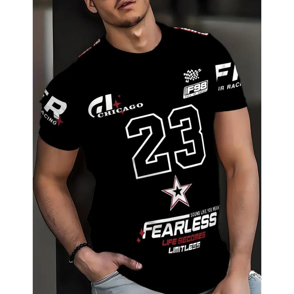 Camiseta Jersey Masculina Baseball Basquete Manga Curta Básica Fearless 23 cod 493