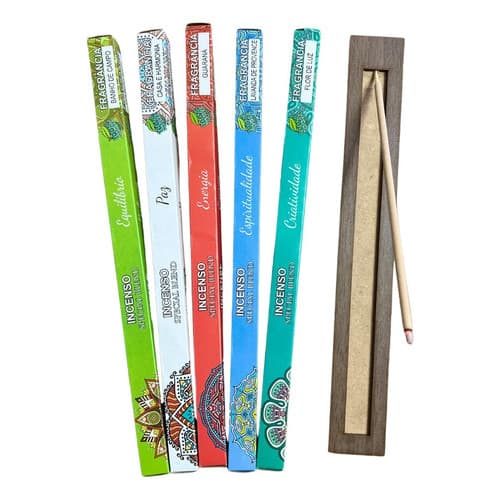 Incensário E Kit 5 Caixas Incenso Hindus Aromas Sortidos