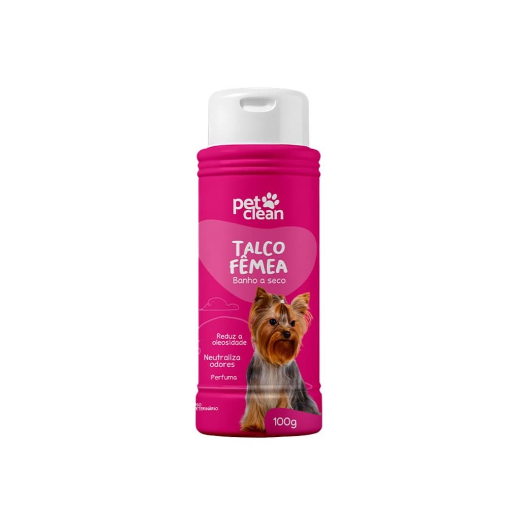 Talco Banho à Seco Fêmea para Cães 100g - Pet Clean