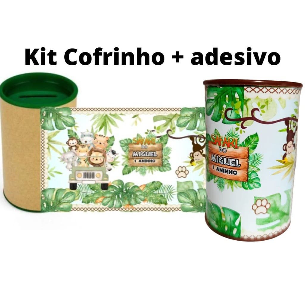 Kit 10 Cofrinhos Personalizados Safari Baby