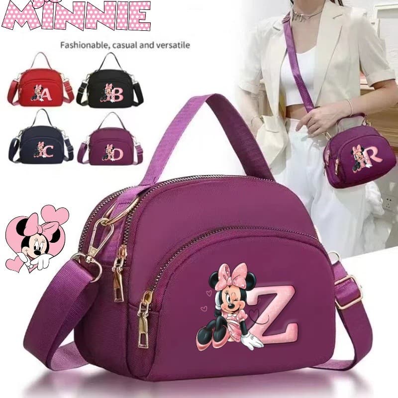 Animação De Desenho Animado Do Mickey Mouse Letras Da Série Minnie A Z mini Bolsa De Telefone Feminina Nova Transversal 
