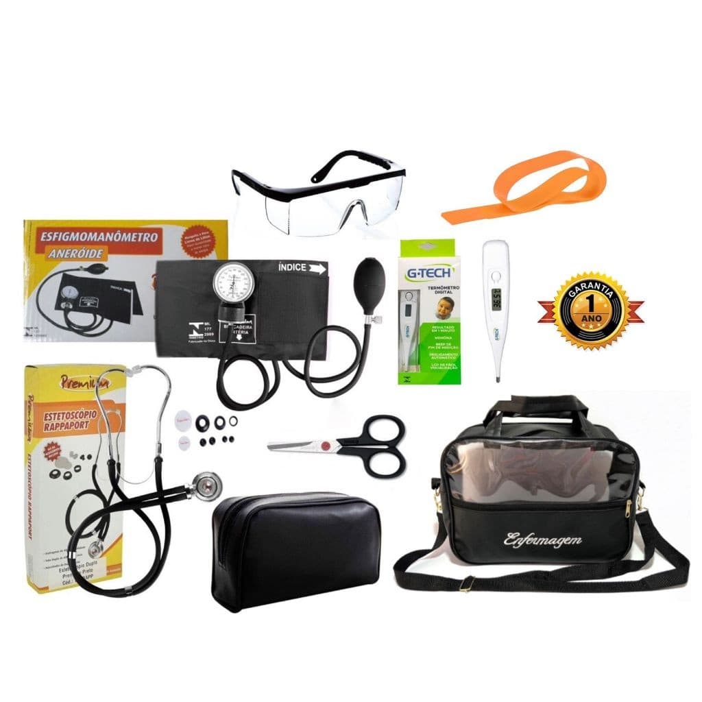 kit enfermagem preto completo para estágio 8 itens kit essencial para enfermagem fisioterapia odonto
