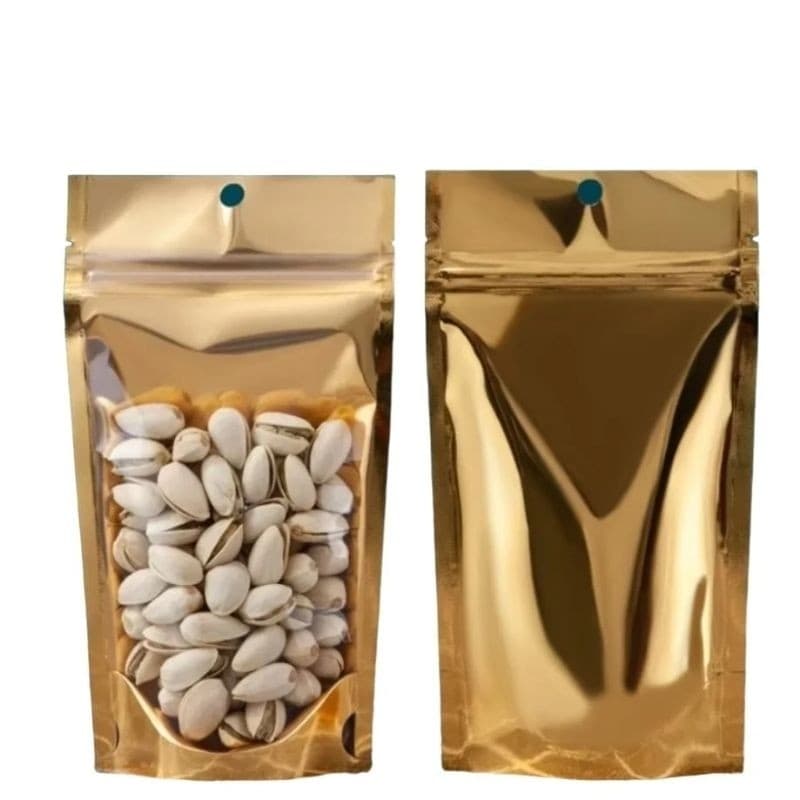 Saco Stand Up Pouch Zip Dourado kit 10/50 unidades