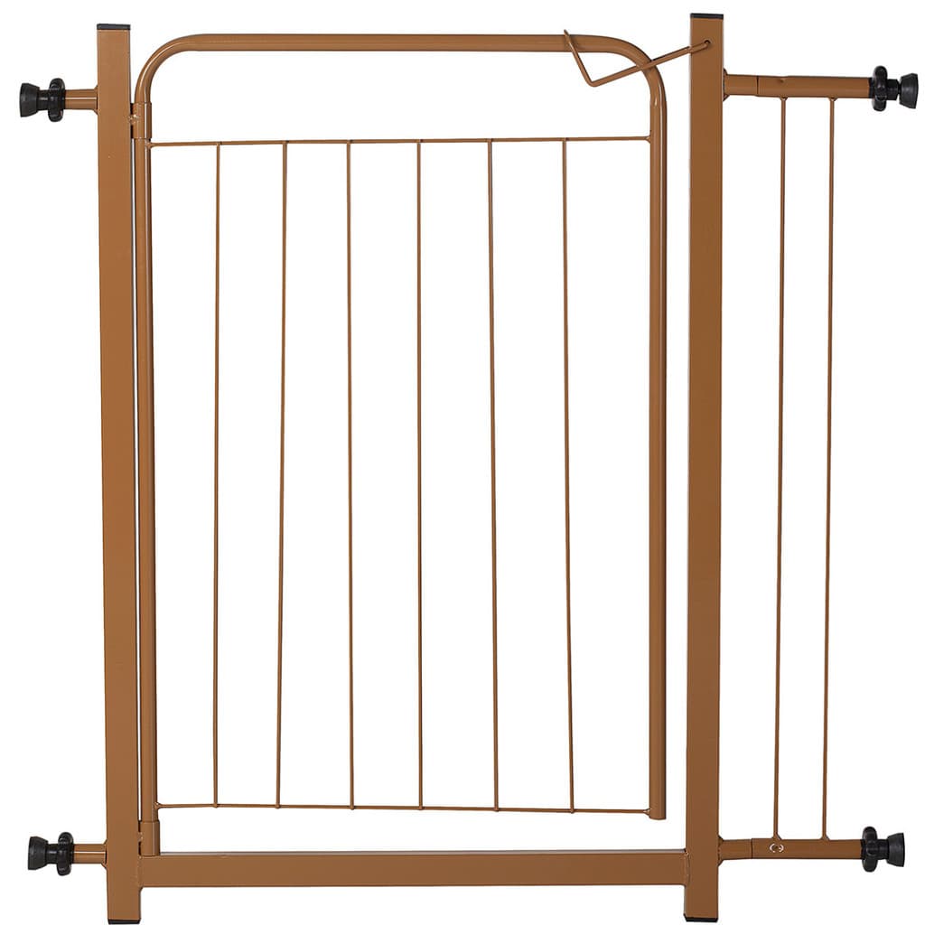 Portão Pet Cães Bebês Segurança Largo 69 a 84cm Extensor 10cm Marrom