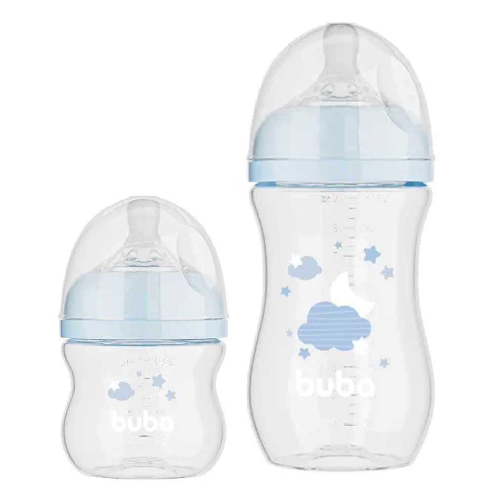 KIT C/ 2 MAMADEIRAS EASY FLOW NUVEM AZUL 120ML E 270ML - BUBA
