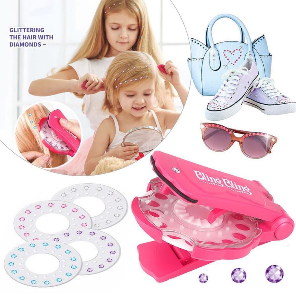 Máquina Grampeadora de Joias Bling Diamond Adesivas Para Cabelo com 180 Gemas