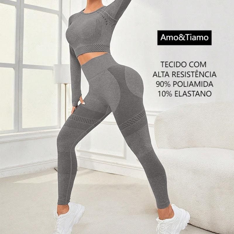 Amo&Tiamo Calça Legging Esportiva Alta Resistência Feminina Poliamida