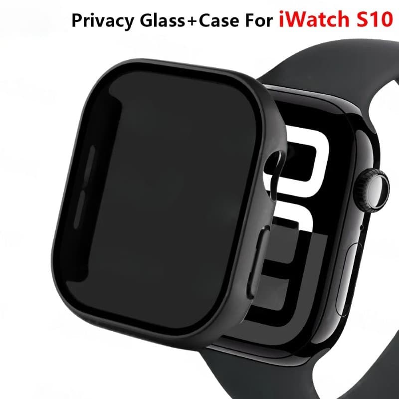 Vidro De Privacidade + Capa Para Apple Watch 11 10 46mm 42mm 9 8 7 6 SE 5 4 3 2 1 Protetora De Tela Anti-Espionagem Temp