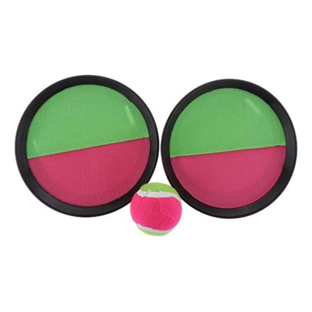 Kit 2 Raquetes Velcro + Bola Esporte Infantil Pais Filhos Cor ROSA-VERDE