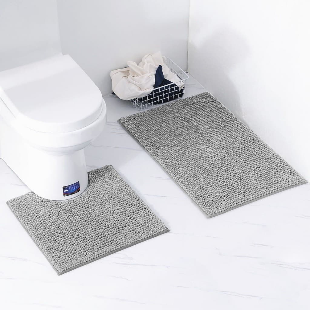 Kit com 2 Tapete de Banheiro Bolinha Microfibra Premium Antiderrapante 45x75 Cm + 45x40 Cm