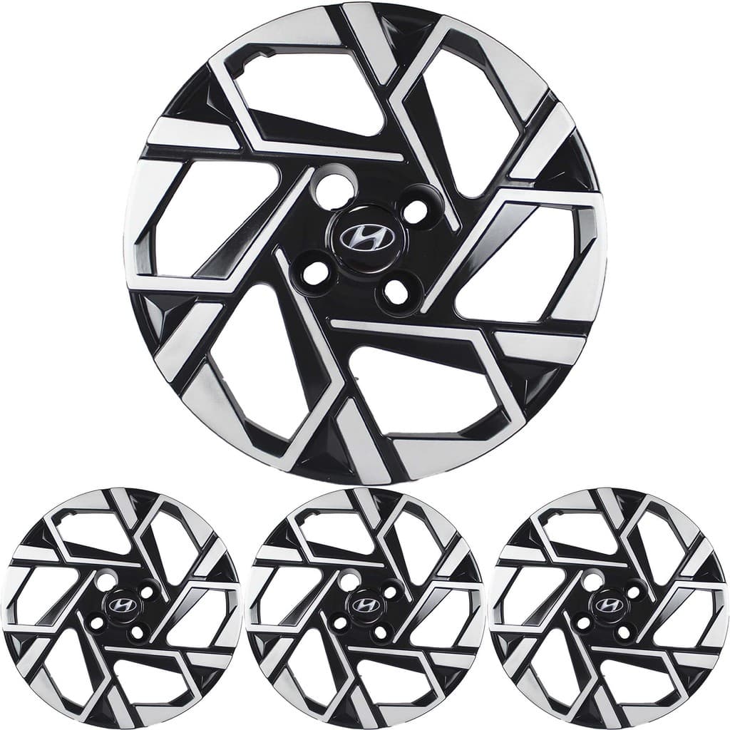 JG 4 Calota HB20 2024 25 Aro 14 Black Piano com Prata Metálico com Emblema