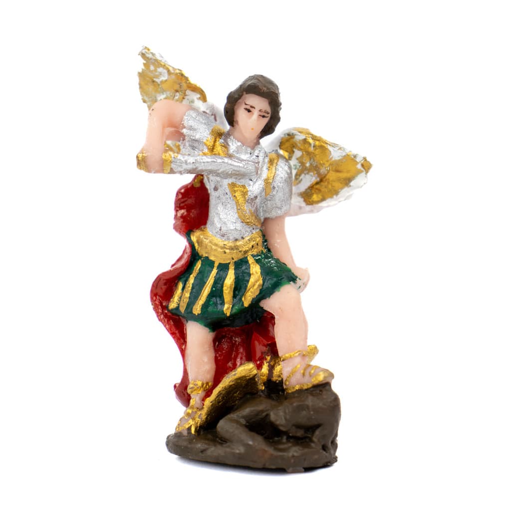 Escultura São Miguel Arcanjo 8 cm em Resina Pintado a Mão - Proteção