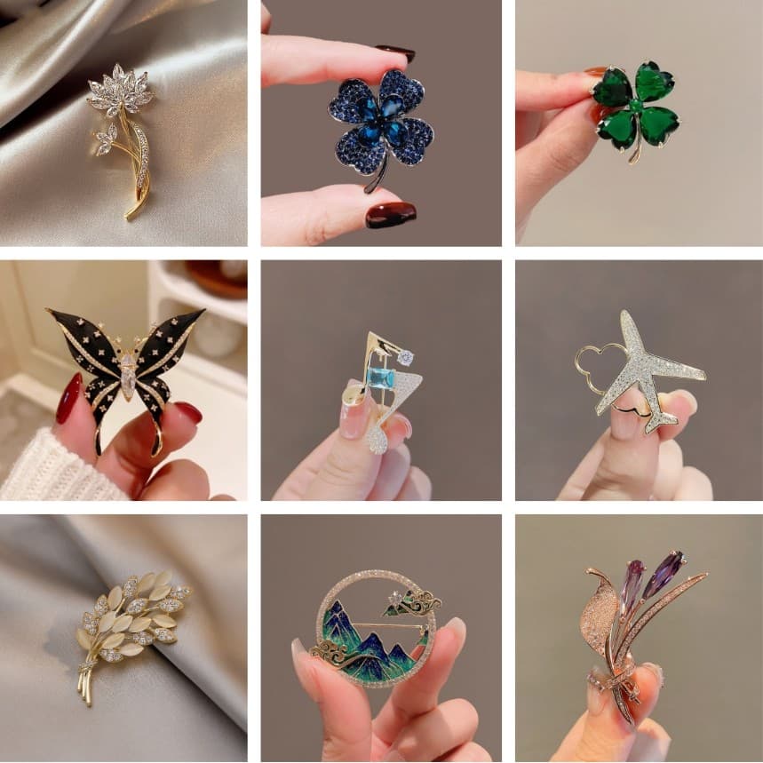 Broche Multiuso 34 Estilos INCRÍVEIS Pérola/Borboleta/Lenço/Casamento, Presente Dia das Mães/Amiga/Vovó, Fixação Perfeit
