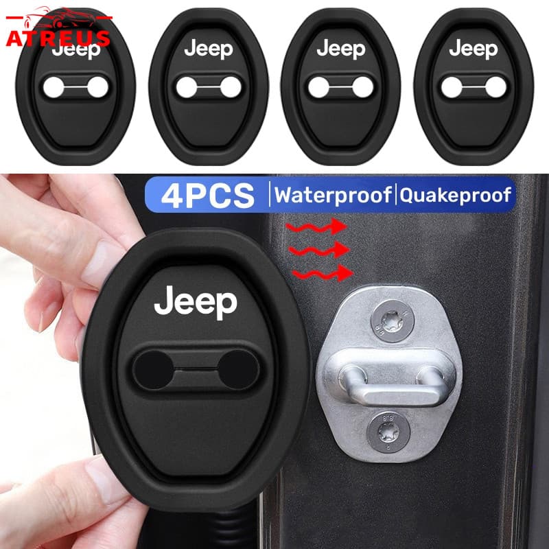 4Pcs Jeep Silicone Proteção Da Fechadura Porta Do Carro Para Jeep Renegade Compass Willys Wrangler jk Cherokee Commander