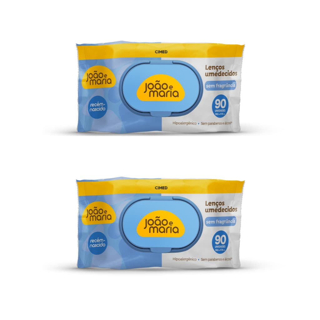 Kit 2 Und Lenço Umedecido João e Maria Sem Fragrância 90un