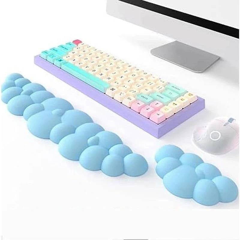 Conjunto de Apoio para Mouse e Teclado em Forma de Nuvem - Espuma de Memória, Base de PU e Design Confortável