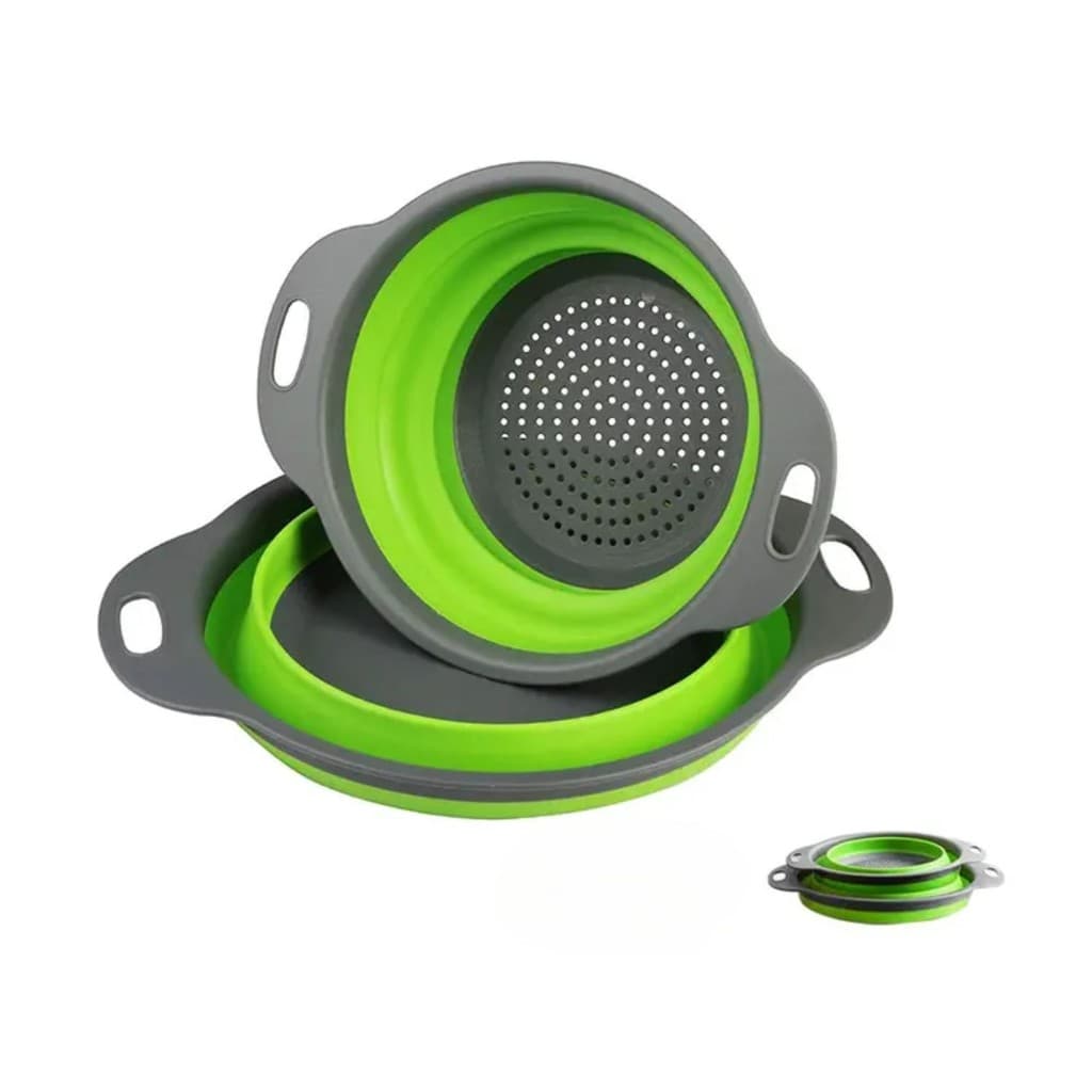 Escorredor Retrátil 24cm Multiuso Redondo Silicone Com Alça Macarrão Legumes Verduras