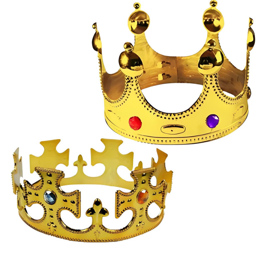 Coroa Dourada Rei E Rainha De Plástico Adulto E Infantil Com Regulagem imperdivel